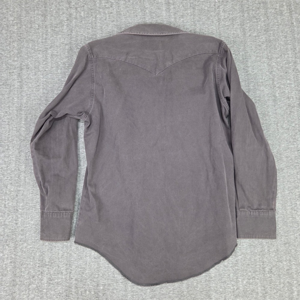 VTG Wrangler Shirt Men X Long Tails Western Snap Long Sleeve Brown Regular Fit - Picture 8 of 10